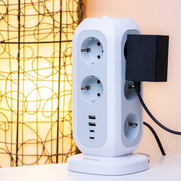 Actual product image Verbatim EU Power Tower 11 (11x, CEE 7/4, USB-A, USB-C, 2 m)