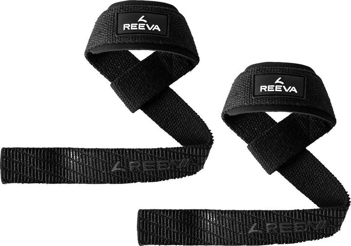 Reeva Lifting Straps mit Polsterung – Gewichthebe-Straps Schwarz, Powerlifting & Fitness Trainingsgu