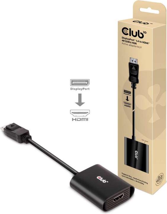 Actual product image Club 3D Adapter DP 1.4 to HDMI 4K120Hz HDR Active Adapter (HDMI, 6.20 cm)