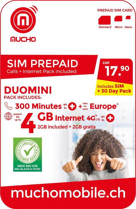 Image du produit BeeOne Carte SIM MUCHO Mobile Pack DUOMINI