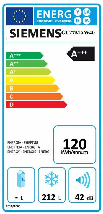 Energie-Label Siemens Gc27maw40 (Freistehend, 212 l)