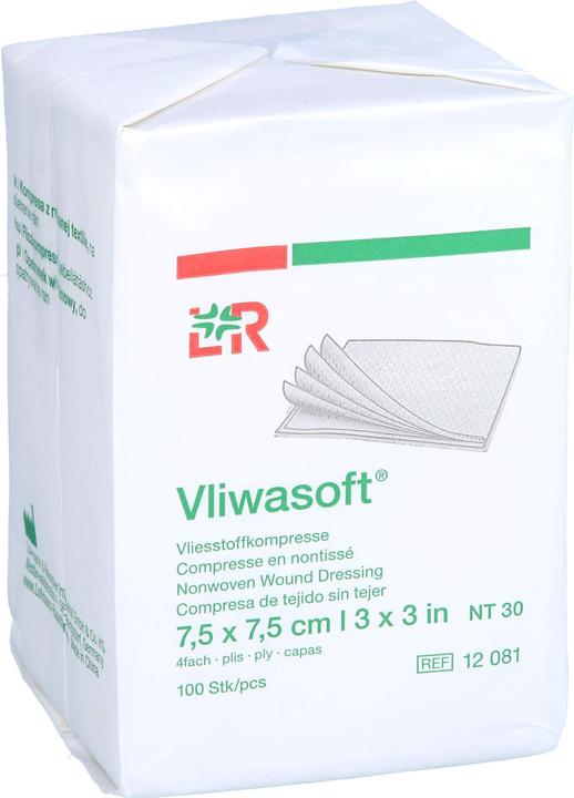 Actual product image Lohmann & Rauscher Vliesstoffkompressen 7.5x7.5cm 4-lagig