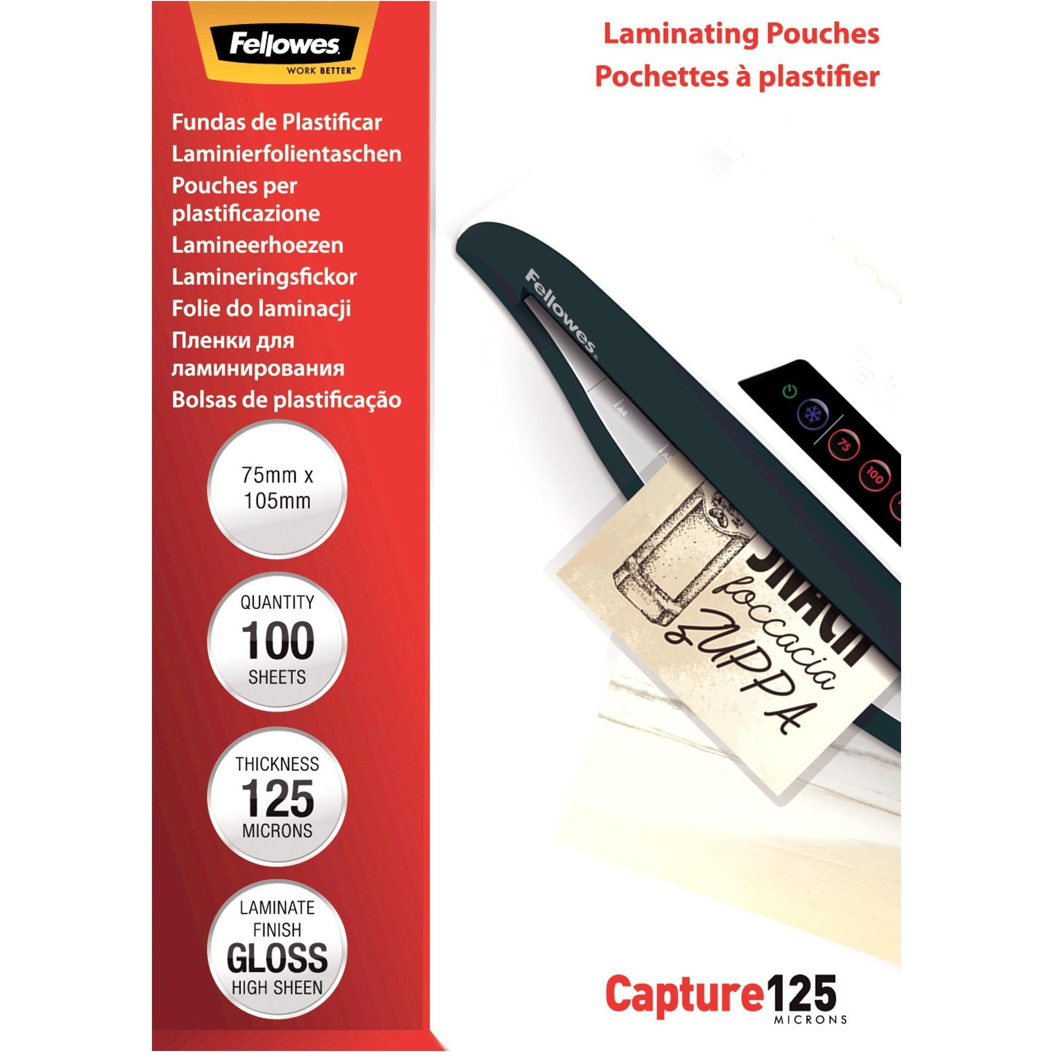 Fellowes, Laminierfolie, Capture 125, 75x105mm (ID-Kartenformat, 100 Stück, 125 µm)