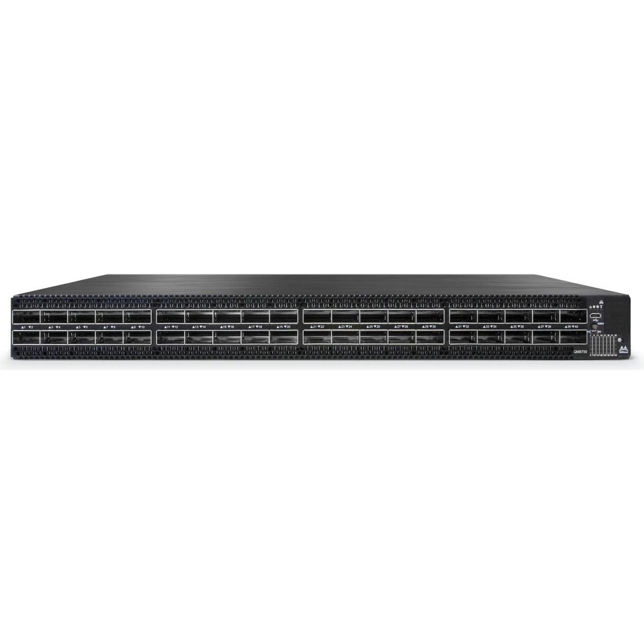 Mellanox QuantumTM HDR InfiniBand 40xQSFP56 2xAC (40 Ports), Netzwerk Switch, Schwarz