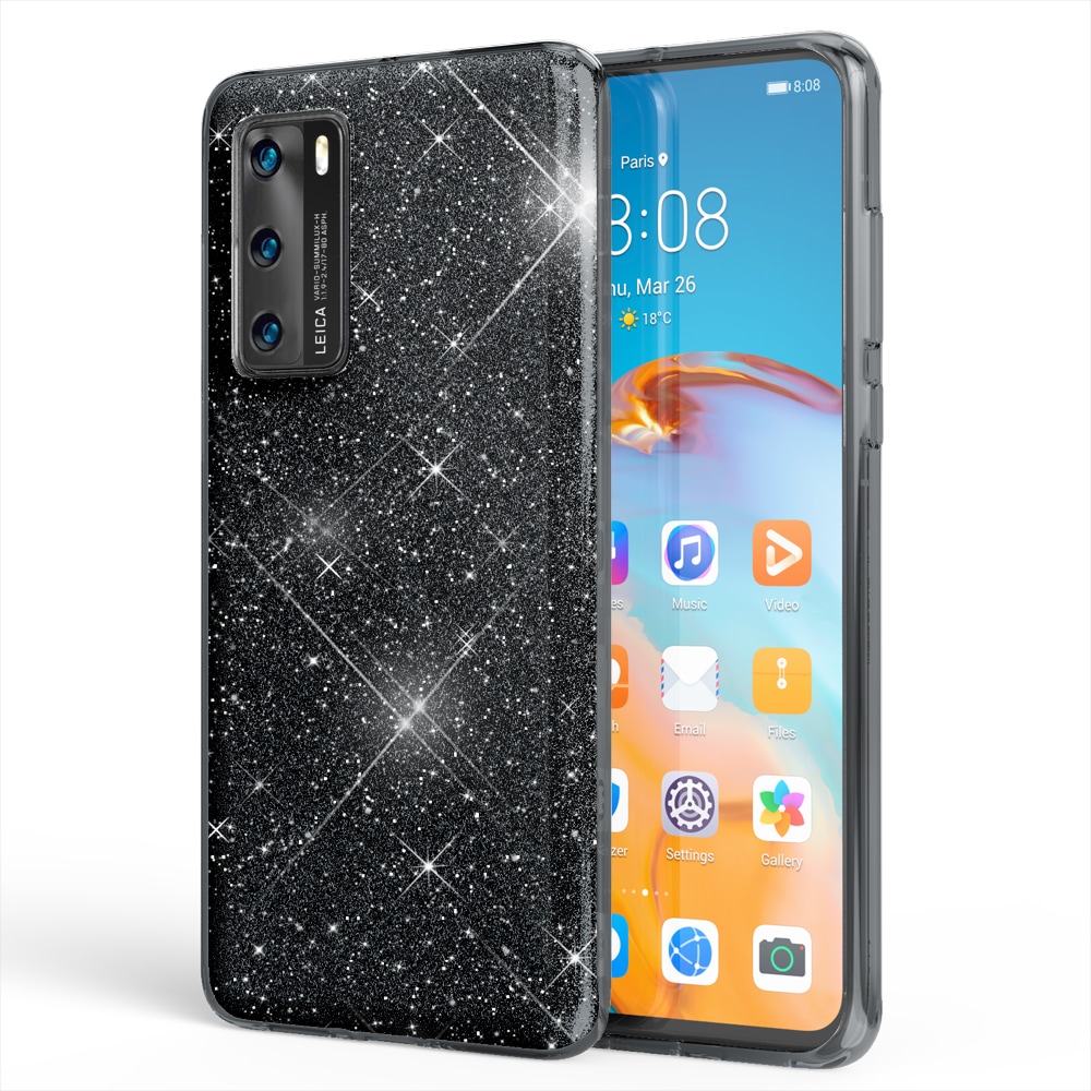 Nalia Glitter Case (Huawei P40), Smartphone Hülle, Schwarz