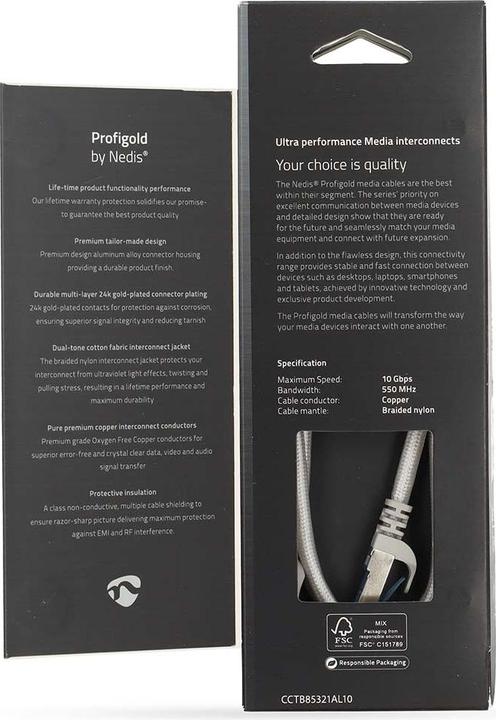 Immagine prodotto Nedis Cavo Cat 6a S/FTP | RJ45 maschio | RJ45 maschio | 1m | Senza strappo | Rotondo | Intrecciato / PVC (S/FTP, CAT6a, 1 m)