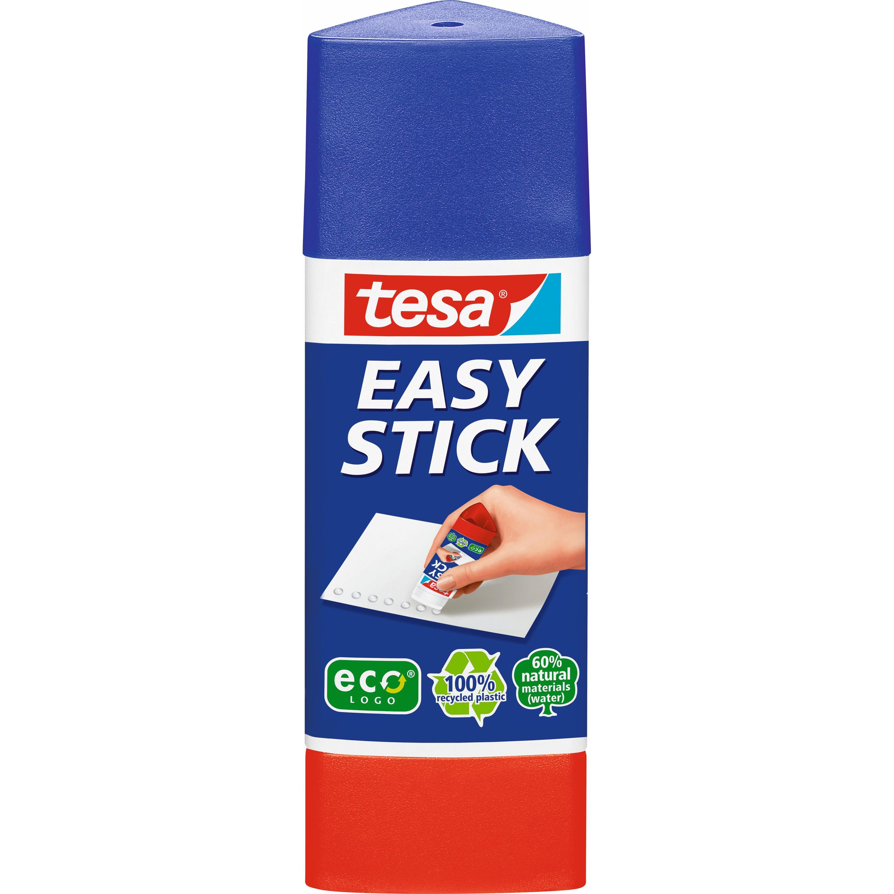 tesa, Klebestift, EASY STICK Klebestift ecoLogo, dreieckig, geruchsneutraler Klebstick für Papier / Pappe