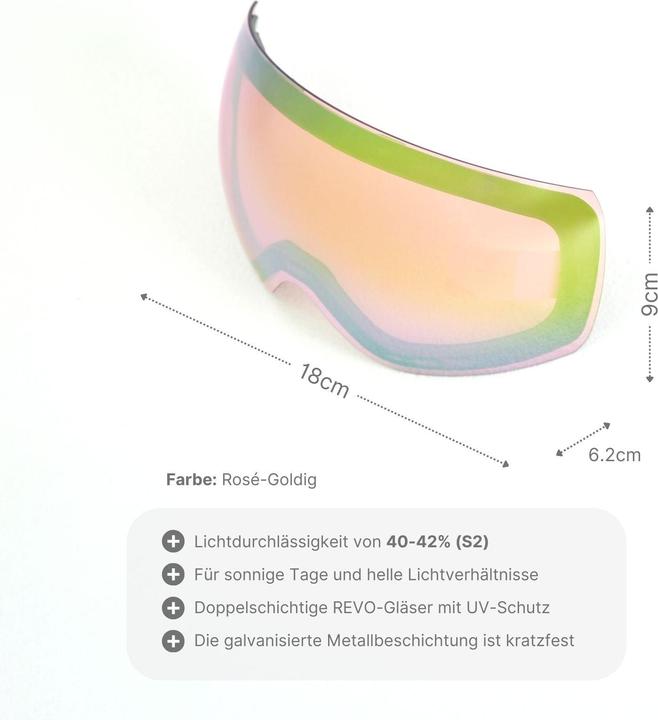 Produktbild Hermex Ersatzglas für magnetische Skibrille Wechselglas Snowboardbrillenglas Skibrillenglas (Skibrille Ersatzglas)