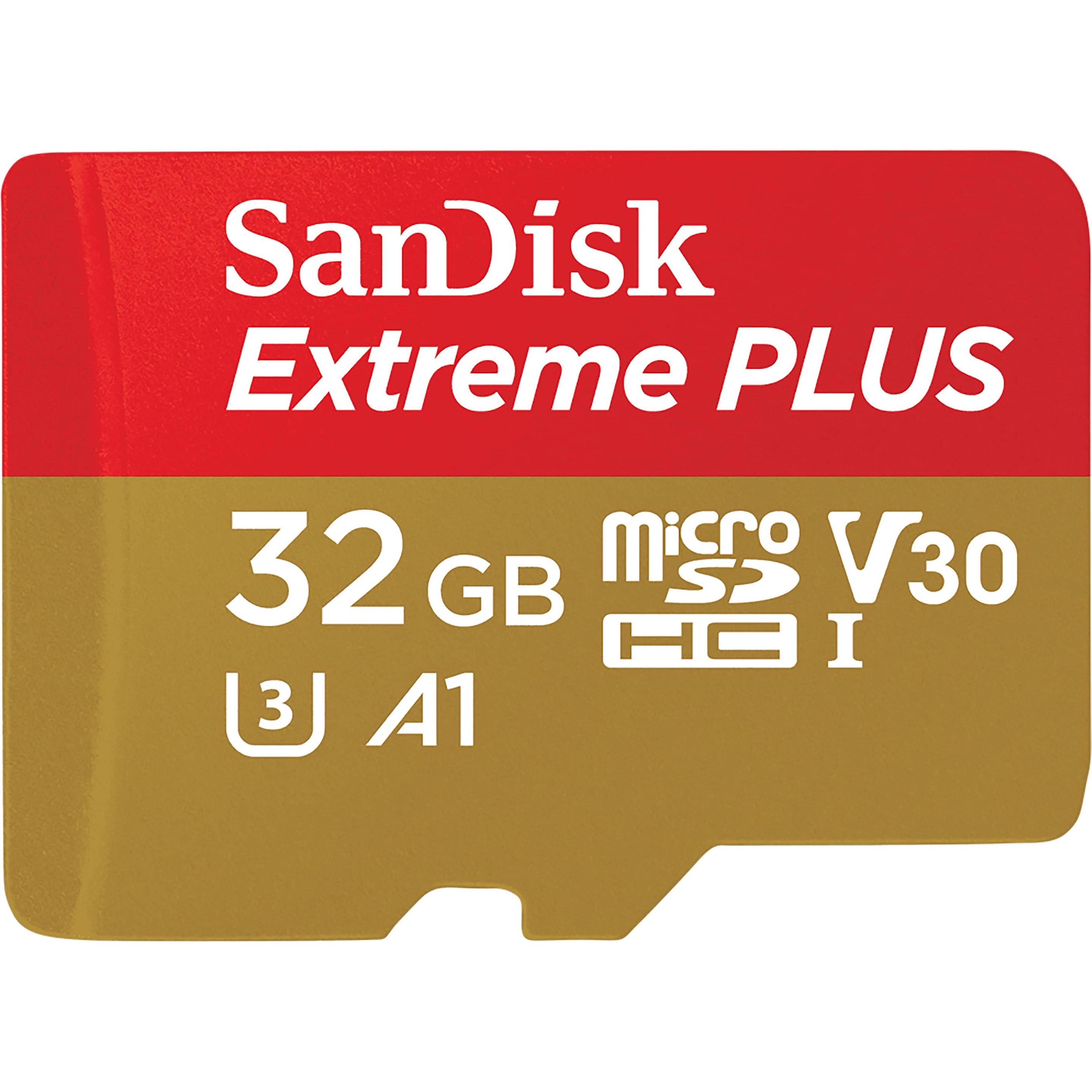 Sandisk Oro/Rosso Extreme Plus (32 Gb, Microsdhc, U3, Uhs-I), Scheda Di Memoria,