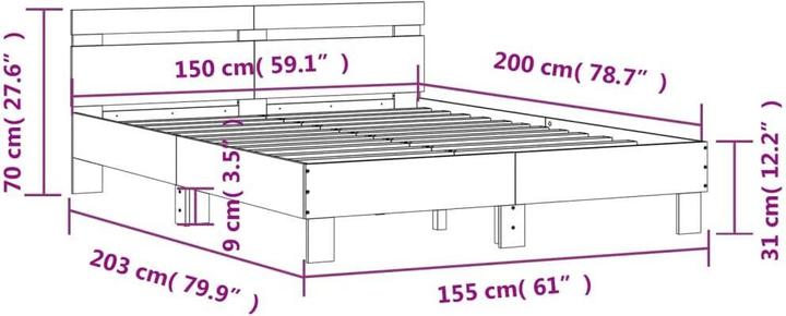 Actual product image VidaXL Bed frame with headboard (150 x 200 cm)