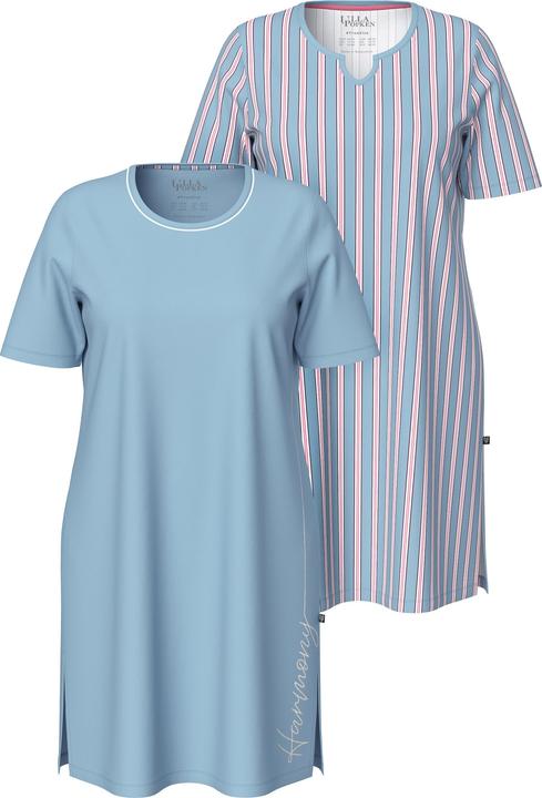 Immagine prodotto Ulla Popken Camicie da notte in confezione doppia con scollo a girocollo/tunica e mezze maniche (62)