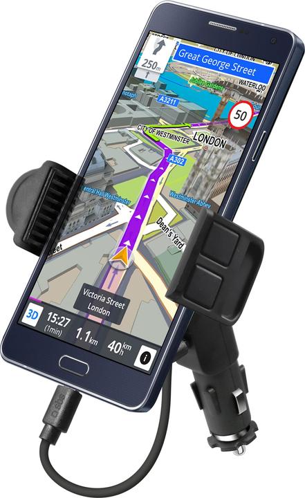 SBS Car holder charger with USB port for smartphone up to 5,5Inc