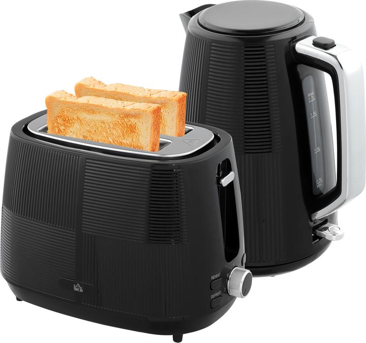 Homcom Kocher-Toaster-Set Kunststoff, Stahl Schwarz (1.70 l)