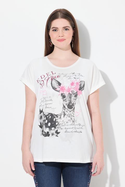 Immagine prodotto Ulla Popken T-shirt dal taglio oversize con giovane capriolo, scollo a girocollo e mezze maniche (58)