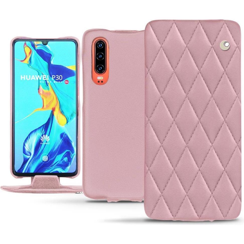 Noreve Lederschutzhülle vertikal (Huawei P30), Smartphone Hülle, Rosa