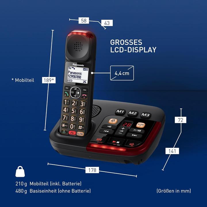 Immagine prodotto Panasonic Telefono fisso digitale con risponditore, LCD, volume alto, slow-talk, blocco chiamate