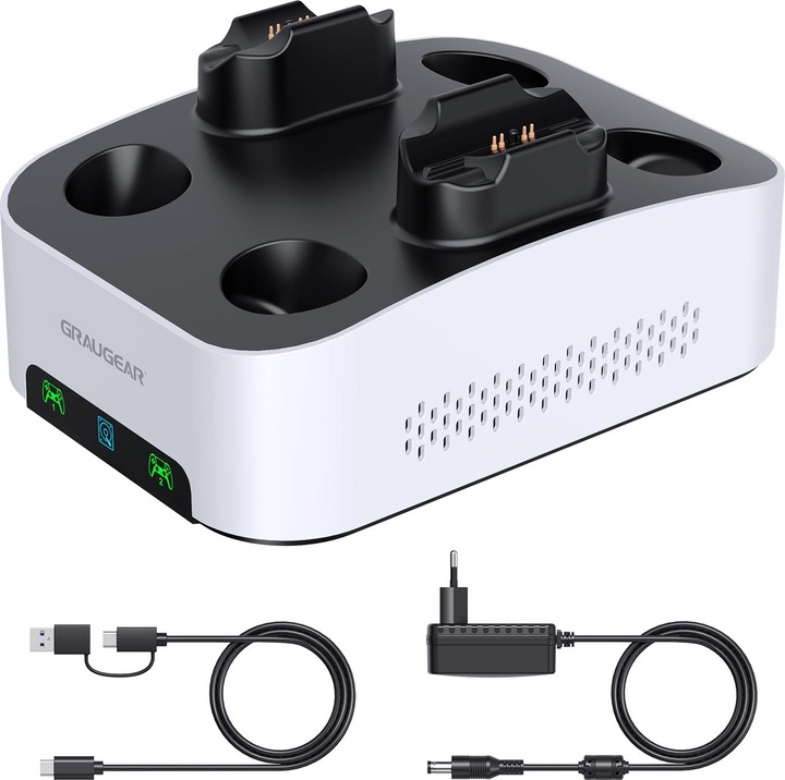Graugear Gaming hard drive enclosure. USB-C w. Dual charging station PS5 (PS5)