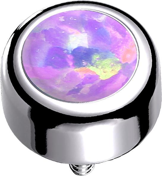 Image du produit Star Piercing Dermal Anchor cylindre argenté avec opale violette (sans laiton, Titane)