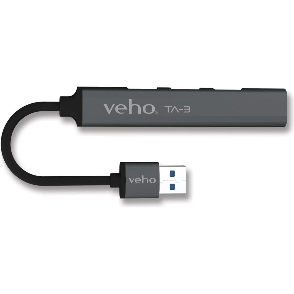 veho TA-3 USB-A 4 PORT USB-A MINI (USB-A, 3 Ports), Dockingstation + USB Hub, Grau