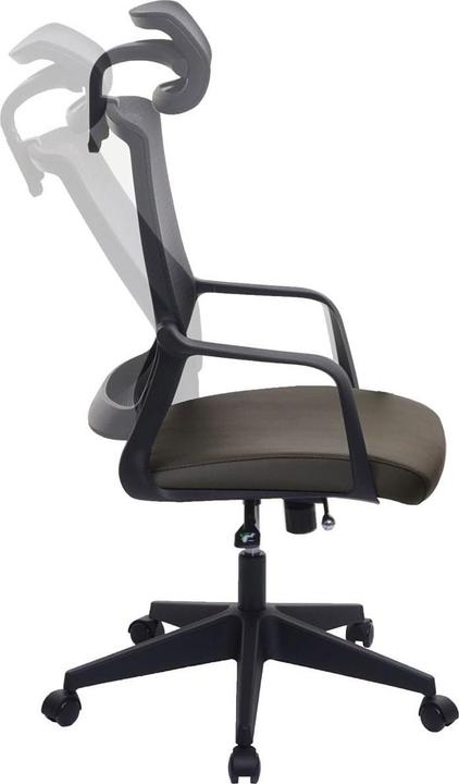 Immagine prodotto Swisshandel24 Sedia da ufficio, sedia girevole da scrivania, poggiatesta ergonomico, similpelle verde oliva (44 - 54 cm)