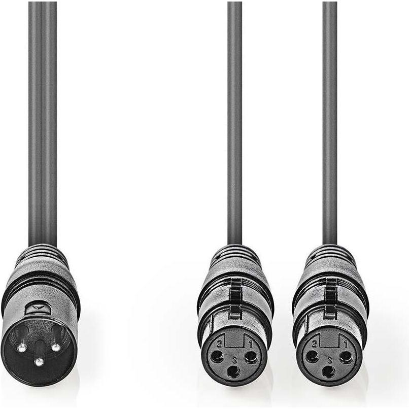 Thumbnail - Nedis Balanced Audio-Kabel XLR 3-Pin Stecker 2x XLR 3-Pin Buchse Vernickelt 1.50 m rund (1.50 m, XLR), Audio Kabel