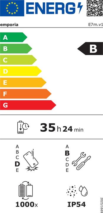 Etichetta energetica Emporia SMART.7mini 128GB Schwarz (5.45", 4G)