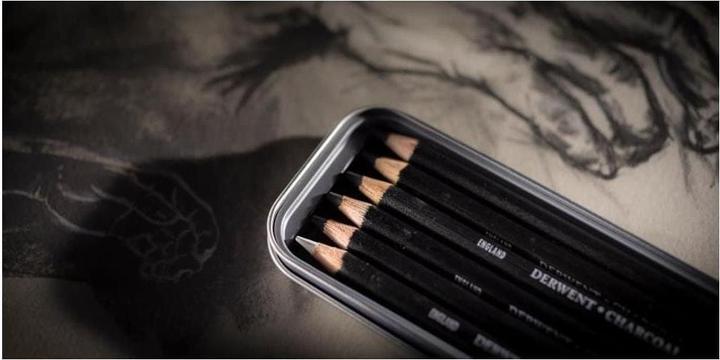 Immagine prodotto Derwent Kohlestifte (Carboncino medio e scuro e carboncino colorato bianco, Luminoso, 6 x)