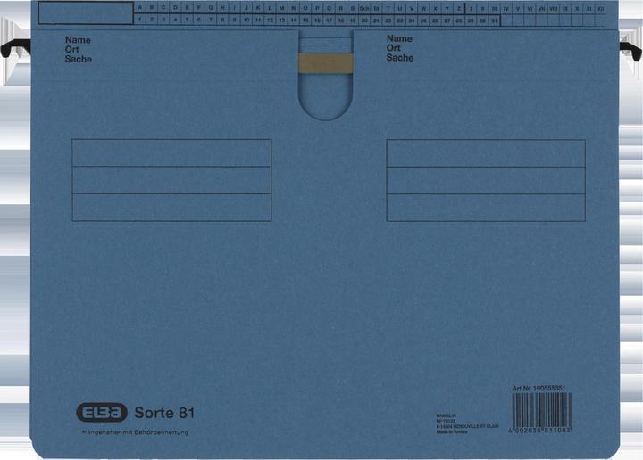 Produktbild Elba Hängehefter Sorte 81, überstehende Reiterfalz, blau Manilakarton 250 g-qm, Metalhängeschiene, kaufm. (A4, 1 x)