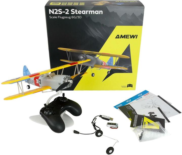 Immagine prodotto Amewi AMXFlight N2S-2 Stearman 360mm 6G/3D 6-Kanal RTF (Motore multiplo)