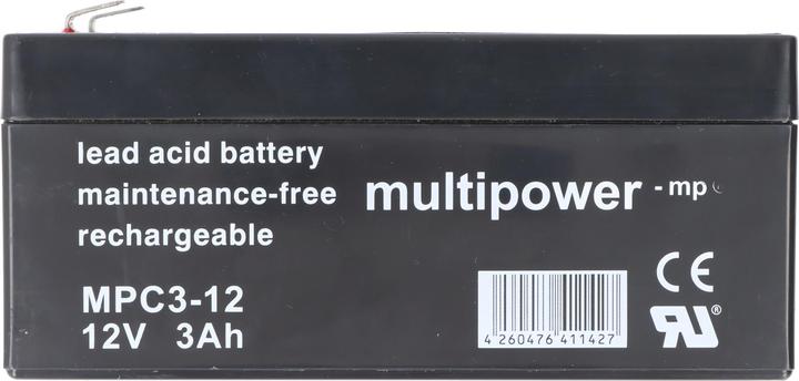 Actual product image Multipower MP3-12C Blei Akku 6,3mm Faston Stecker, zyklenfeste Ausführung (12 V)