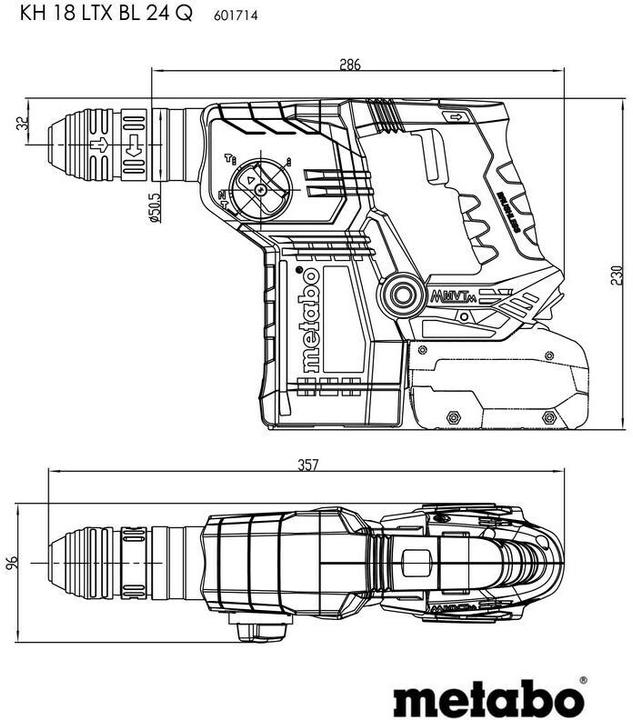 Productafbeelding Metabo KH 18 LTX BL 24 Q (Oplaadbare batterij)