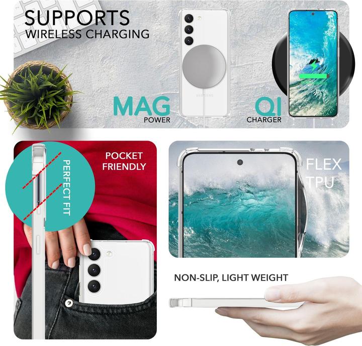 Actual product image Nalia Clear hybrid case with chain to hang around the neck