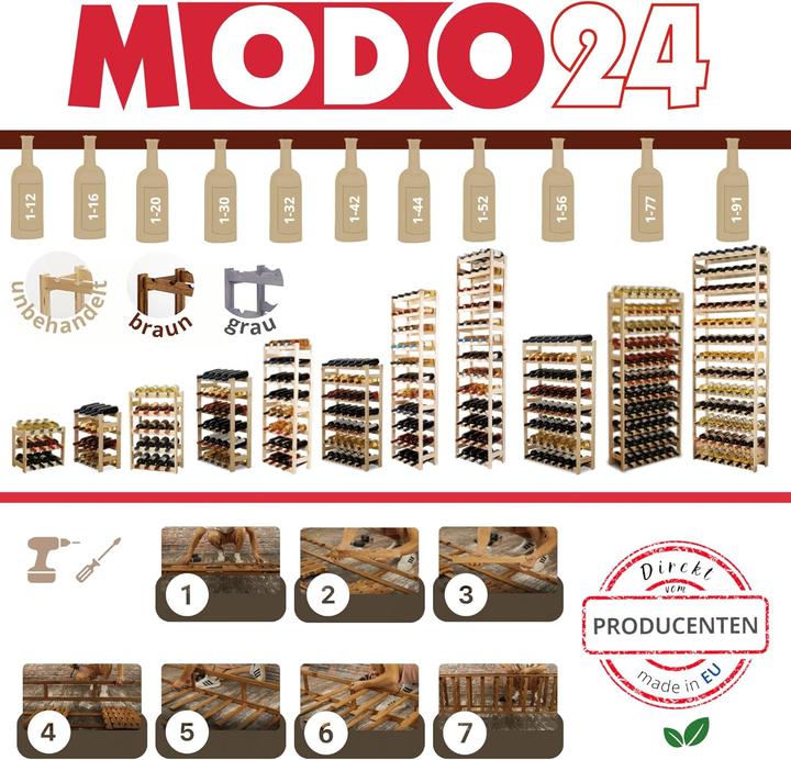 Produktbild Modo24 Weinregal (72.5 x 25 x 166 cm, 77 Fl.)
