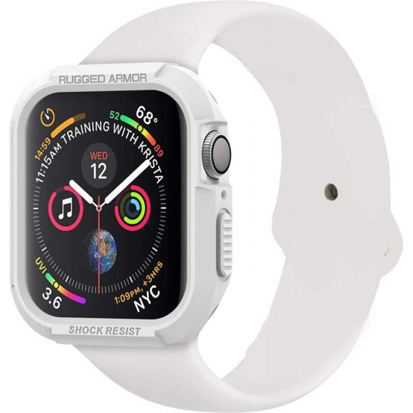 Screenguard Apple Watch 44mm Rugged Armor Hülle, Smartwatch Zubehör, Weiss
