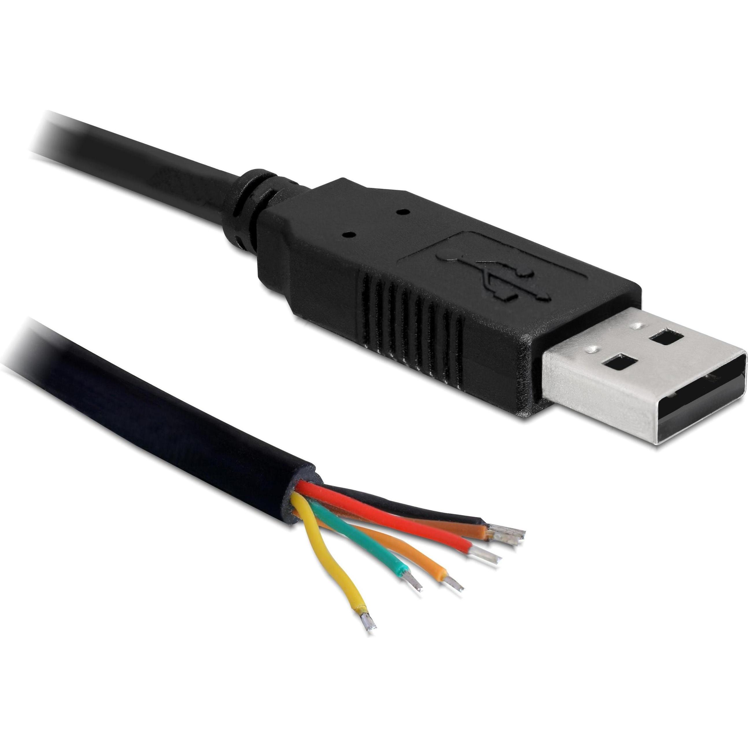 Delock 1.8m USB-Seriel TTL Kabel, offen, Elektronikkabel + Stecker, Schwarz