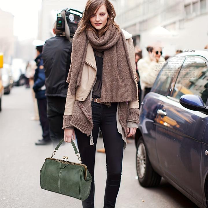 Produktbild Only-Bags.Store Schicke Retro-inspirierte Umhängetasche - dickes Kunstleder, abnehmbarer Riemen, klassische