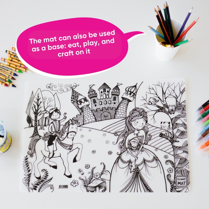 Produktbild Funny Mat Set wiederverwendbare Malvorlagen Prinzessinnen und Ballerinas, 2-er set. (24 x 48 cm)