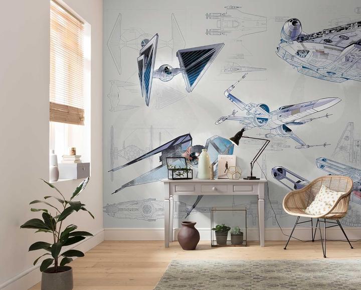 Komar Star Wars Blauwdruk Licht Ruimteschip Bouw Behang
