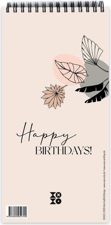 Calendrier des anniversaires (10,5 x 21 cm)