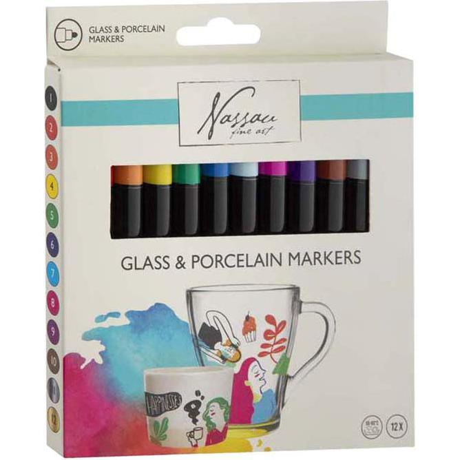 Grafix, Evidenziatori, Filzstifte Glas und Porzellan 12 Stück (12x)