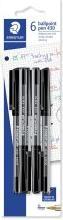 Actual product image Staedtler stick 430 biros blister card with 6 pens, black, line width M (Black, 6x)