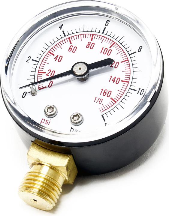 Produktbild Wiltec Druckanzeige Druckbehälter/ Manometer radial DN8 (1/4") 12.9mm 0-12bar 0-170 PSI