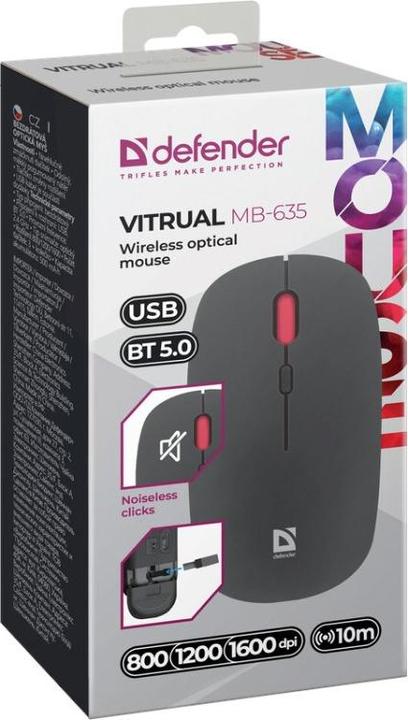 Actual product image Defender Silent Click Vitrual MB-635 RF+BT kabellose Maus (Wireless)