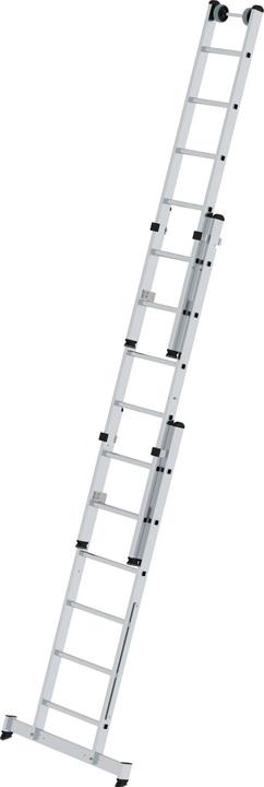 Produktbild Munk Sprossen-Mehrzweckleiter 3-teilig mit nivello-Traverse und Wandlaufrollen 3x6 Sprossen (Mehrzweckleiter, 306.70 cm)