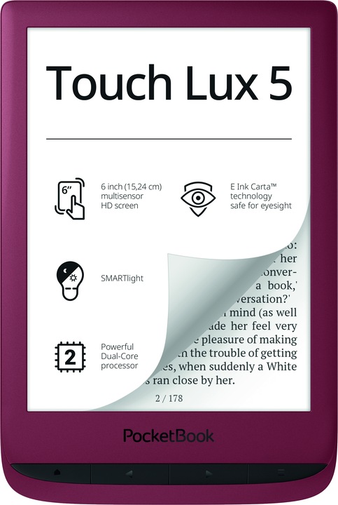 Actual product image PocketBook Touch Lux 5 (6", 8 GB, Ruby Red)