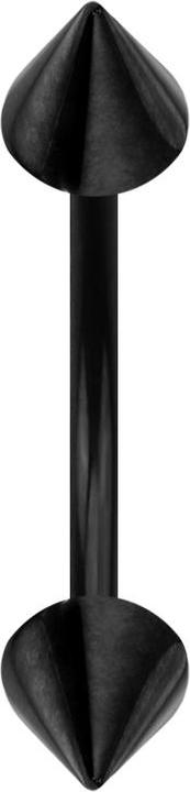 Image du produit Star Piercing Micro banane noire avec deux cônes (Titane, sans laiton)