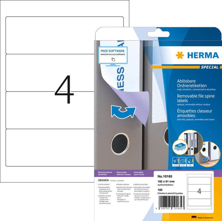 HERMA Removable A4 file labels