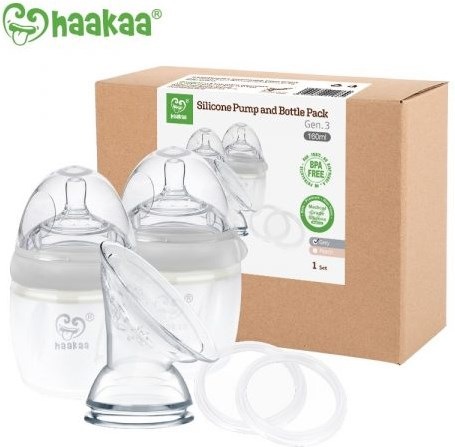 Actual product image Haakaa Generation 3 Breast Pump + Bottle Set 160ml - Grey