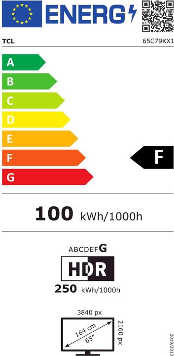 Energie-Label TCL 65C79K (65", Mini-LED, 4K, 2025)