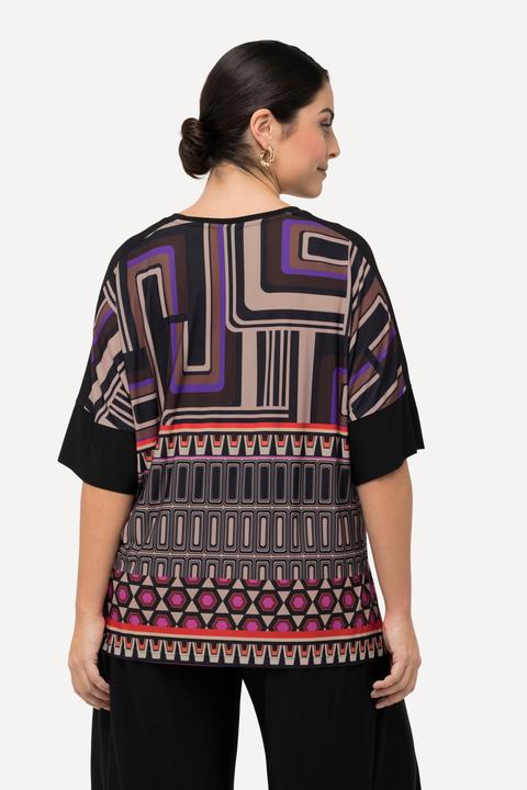 Produktbild Ulla Popken Damen grosse Grössen Blusenshirt, Oversized, Rundhals, Halbarm schwarz 54+ 829443100-54+ (56)